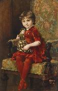 Alois Hans Schram Young Girl with Doll china oil painting artist